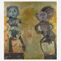 M. Reiter, "Zwei Königskinder", Öl auf Leinwand und Keilrahmen