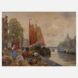 Franz Max Richter-Reich, Blumenmarkt in Holland, Öl auf Leinwand