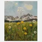 Willy Schüler, "Blumenwiese im Gebirge", Öl auf Platte