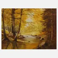 O. Trier, Herbstlicher Bachlauf, Öl auf Leinwand