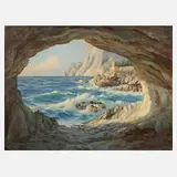 Willem Welters, Grotte auf Capri, Öl auf Leinwand