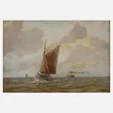 Georg Wolters, Segelschiff auf dem Meer, 1861, Öl auf Karton