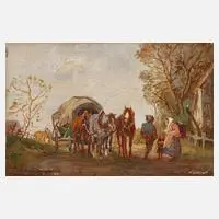 A. Zimmermann, Ländliche Szene, Öl auf Holztafel