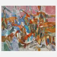 Bedřiška Uždilová, Abstraktion, Collage auf Leinwand
