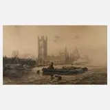 Alfred L. Brunet-Debaines, Blick auf Westminster, Radierung