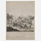 Prof. Friedrich Voltz, Floriansplatz in Garmisch, 1879, Radierung
