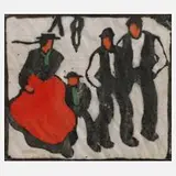 Herbert Gurschner, Tiroler in Tracht, Farbholzschnitt auf Japanpapier
