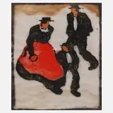 Herbert Gurschner, Tiroler Familie, Farbholzschnitt auf Japanpapier