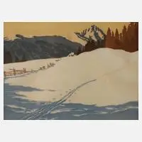 Engelbert Lap, "Wintertag", Farbholzschnitt