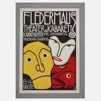 Bertold Löffler, Handplakat zum Cabaret Fledermaus, Farblithographie