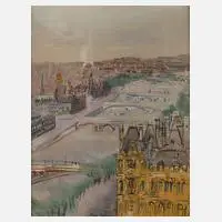 Jean Dufy, Blick auf Paris, Aquarell und Deckfarben auf leichtem Karton