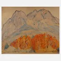 Lo Hiller, "Herbst im Hochgebirge", Aquarell