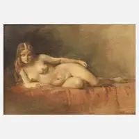 Pál Kümmerle, Liegender Frauenakt, 1938, Aquarell