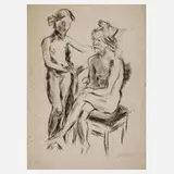Karl Lüdecke, Zwei Mädchen, 1896, Kohlezeichnung