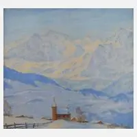 Ernst Schulte-Noelle, Winter in den Bergen, Ölpastell