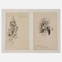 Carl Gehrts, Paar Illustrationszeichnungen, 1853, Tuschefeder
