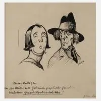 Hans Nolpa, "Unter Kollegen...", 1925, Tuschefeder und Pinsel