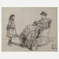 H. Vogel, Mutter und Kind, Tuschefeder