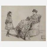 H. Vogel, Mutter und Kind, Tuschefeder