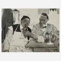 Wolfgang Wagner, In der Kneipe, 1909, Tusche