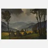 Johannes Beutner, "Landschaft in Oberbayern", Öl auf Malkarton