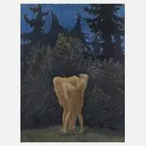 Walther Gasch, "Hymne an die Nacht", 1922, Gouache auf Papier und auf Karton kaschiert