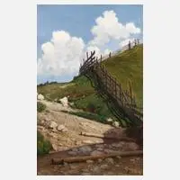 Ernst Frommhold, Landschaft mit Weidezaun, Öl auf Leinwand