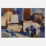 Gottfried Körner, Landschaft mit Architektur, 1994, Aquarell und Deckweiß