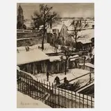 Prof. Richard Müller, "Schneelandschaft", 1921, Radierung