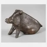Rolf Nida-Rümelin, sitzendes Wildschwein, Bronze