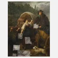 Otto Cornill, An der Kutsche, Öl auf Leinwand