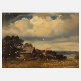 Carl Ebert, romantische Landschaft, Öl auf Malkarton