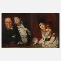 Hippolyte Michaud, Pendants "In der Oper", Öl auf Leinwand und Karton