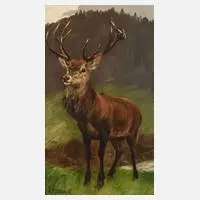 Otto Recknagel, Hirsch in Landschaft
