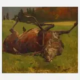 Otto Recknagel, Erlegter Hirsch, 1845, Öl auf Leinwand
