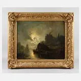 Adolf Stademann, Mondscheinlandschaft, Öl auf Leinwand