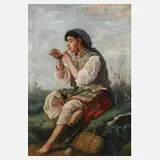Mihály Szobonya, Rauchendes Zigeunermädchen, Öl auf Leinwand und Keilrahmen