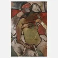 Fritz Baumgartner, "Paar", 1952, Öl auf Leinwand und Keilrahmen