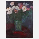 Elisabeth Büchsel, Blumenstillleben, Öl auf Hartfaserplatte