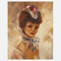 Rene Dumon, Damenportrait, 1957, Öl auf Leinwand