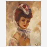 Rene Dumon, Damenportrait, 1957, Öl auf Leinwand