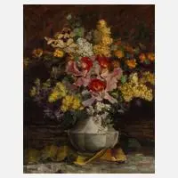 Elise Kinzel, Blumenstillleben mit Orchideen, Öl auf Leinwand und Keilrahmen