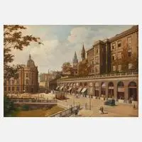G. Konecny, Stadtansicht Bielsko-Biała, Öl auf Spanplatte