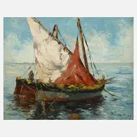 Petter Lang, holländische Fischerboote, Öl