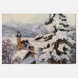 Carl Müller-Baumgarten, Verschneites Alpendorf, Öl auf Leinwand