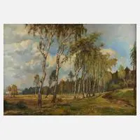 Paul Neidhardt, Sommerliche Birkenallee, Öl auf Leinwand