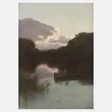 Eduard Niczky, Abend am See, Öl auf Leinwand und auf Spannrahmen
