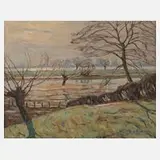 Erich von Perfall, "Am Niederrhein", Öl auf Leinwand
