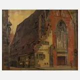Erich Pörner, Das "Bratwurstglöcklein in Nürnberg", Öl auf Leinwand