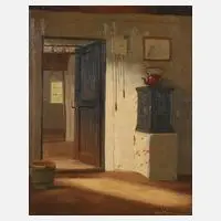 Osvald Rasmussen, Bauernkücheninterieur, Öl auf Leinwand
